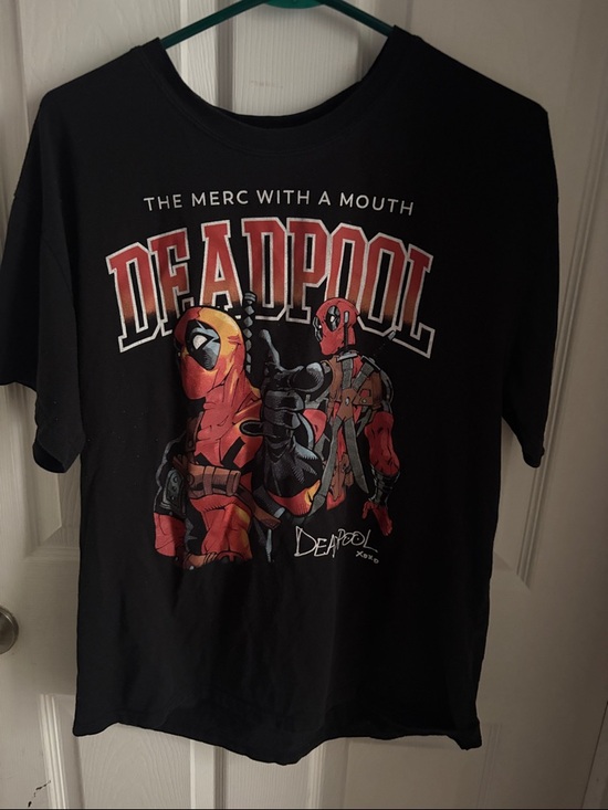Marvel Other - Marvel Deadpool Black T-Shirt with Red and Yellow Graphic